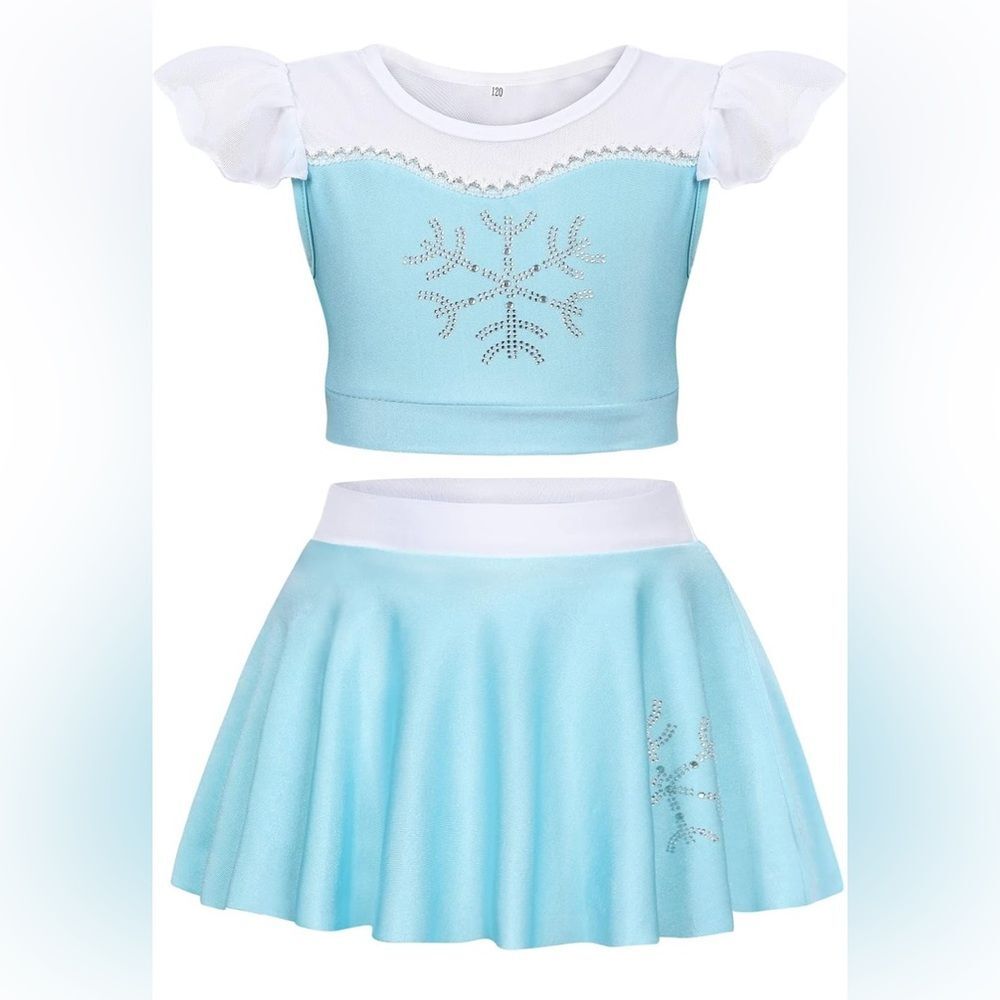 Kids Ice Princess swim Costume Blue and White size 140